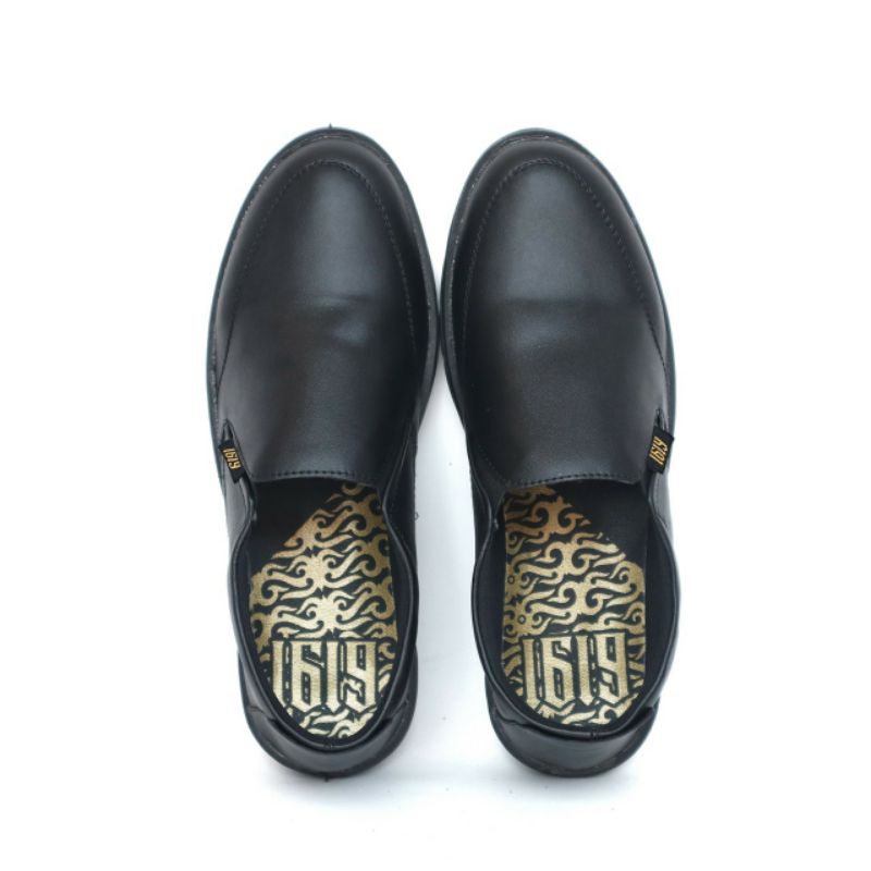 Sepatu Casual Pria Sepatu Slip On Hitam Slop Kasual Santai Spatu Main Kerja Formal Trendi