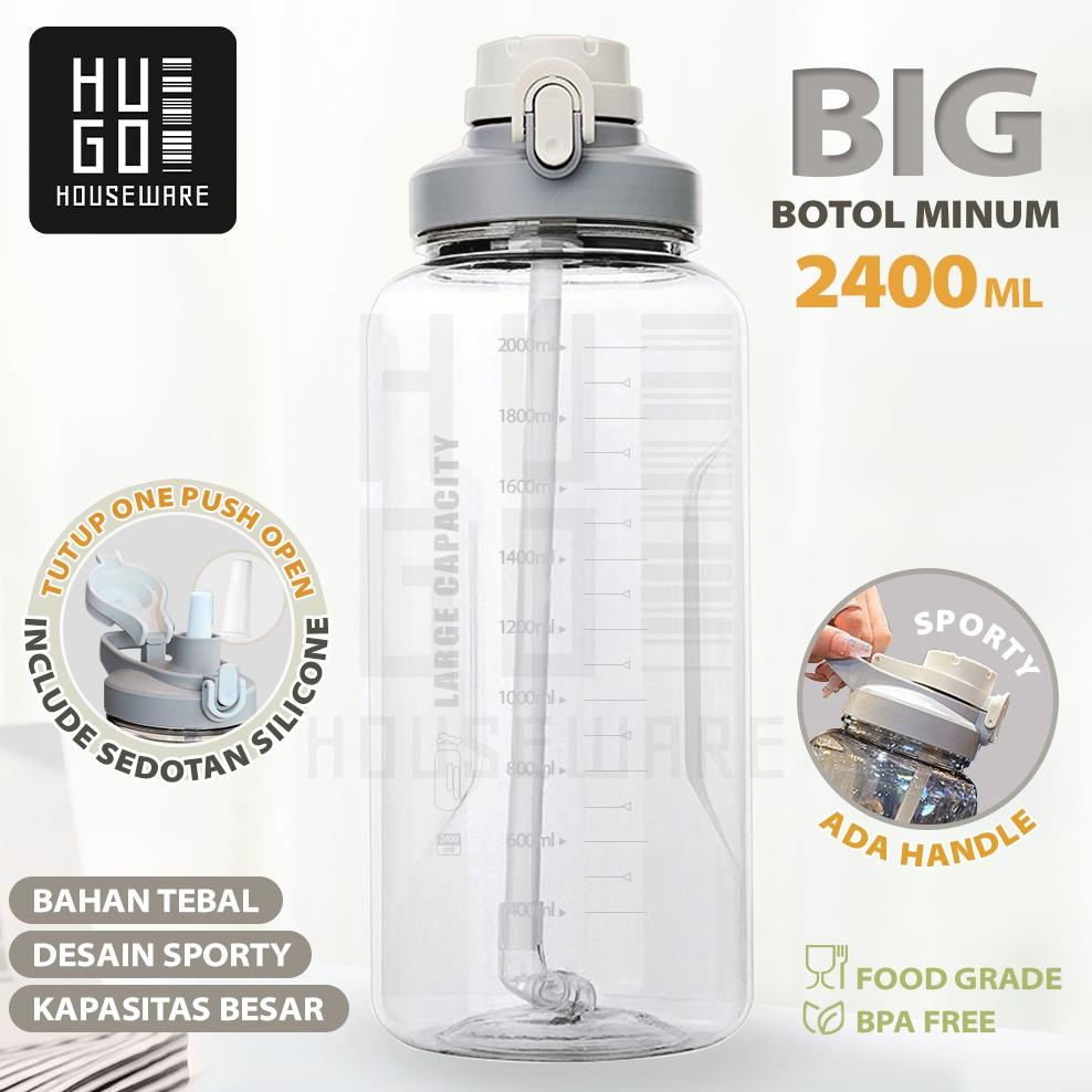 HUGO BOTOL MINUM 2,4 LITER JUMBO BESAR ANTI BOCOR FOOD GRADE TEMPAT AIR MINUM 2400 ML TERLARISS...,,