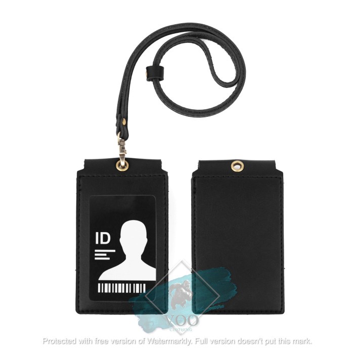 

Id Card - Name Tag Magnet Id Card Holder Kulit Id Lanyard Pu Leather Front Hitam