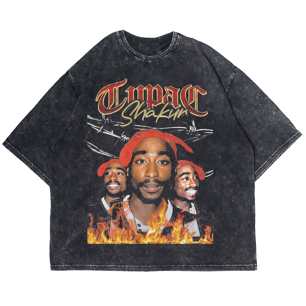 KAOS OVERSIZE TUPAC SHAKUR POETIC JUSTICE WASHING VINTAGE TEE ( WASHING T-SHIRT )