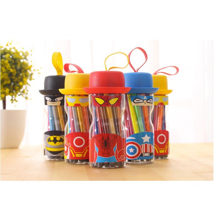 

Alat tulis set super hero spidol warna unik crayon pensil warna