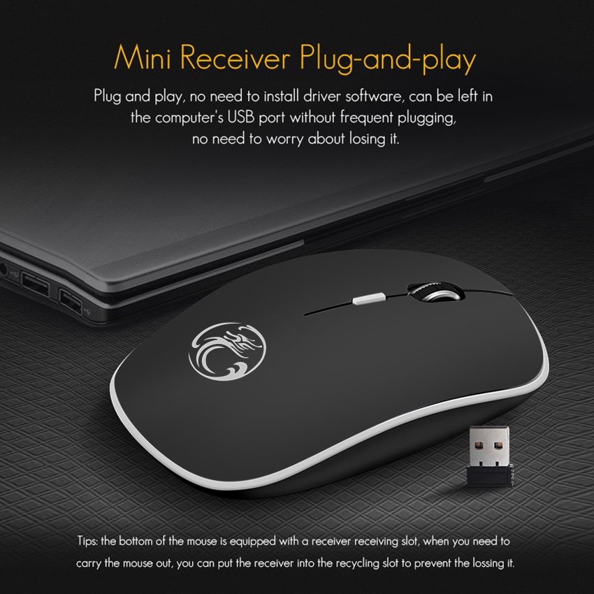 Super Slim Silent Optical Wireless Mouse 2.4GHz 1600DPI
