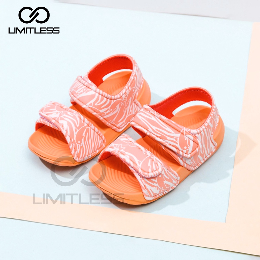 Zerolimit - Sendal Anak Cewek Cowok Anti Slip Ringan Kekinian Sandal Slip On Kids Motif Dolphin Keren &amp; Stiker 3D Jibbitz Murah