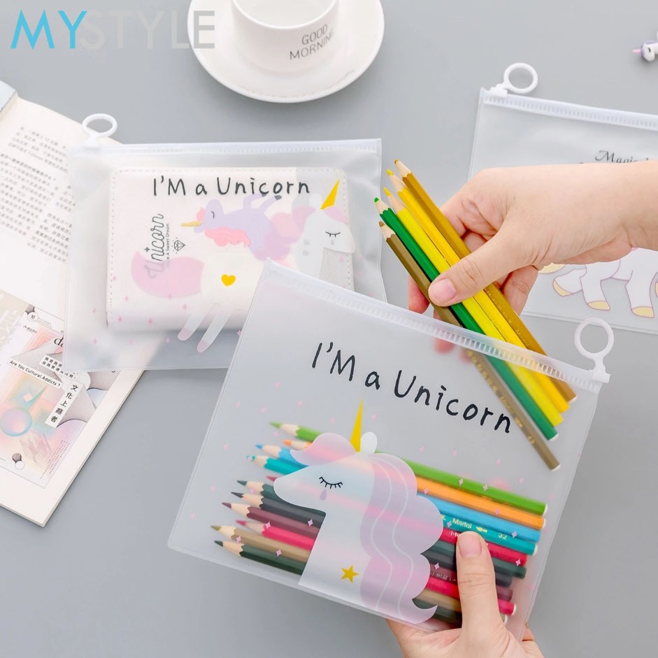 KOTAK PENSIL UNICORN TRANSPARAN PENCIL CASE TEMPAT PENSIL ANAK MURAH