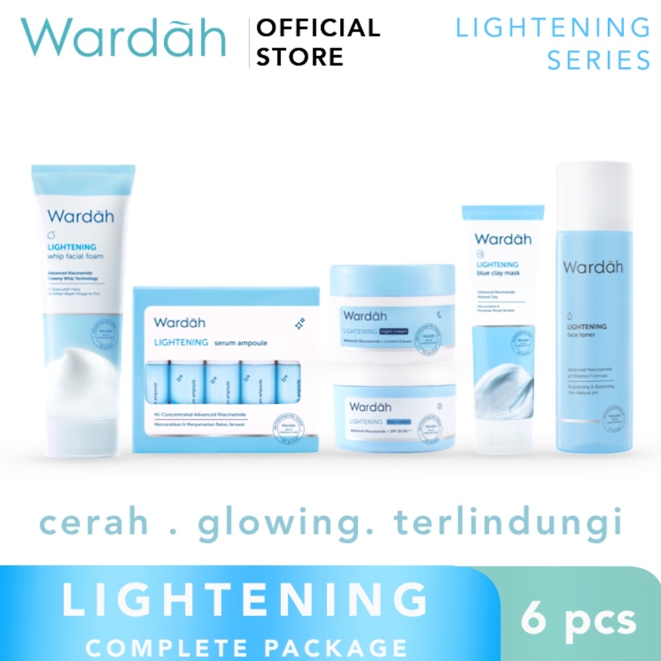 1 paket WARDAH LENGKAP/ PAKET SERAHAN WARDAH/serum / pencuci wajah/ cream malam/cream siang /toner