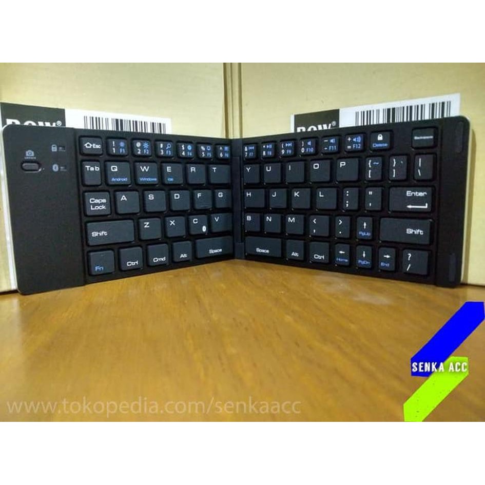 {aksesoris-tablet} Keyboard Bluetooth Foldable Lipat 2 Windows Android IOS Ipad Samsung - Perak