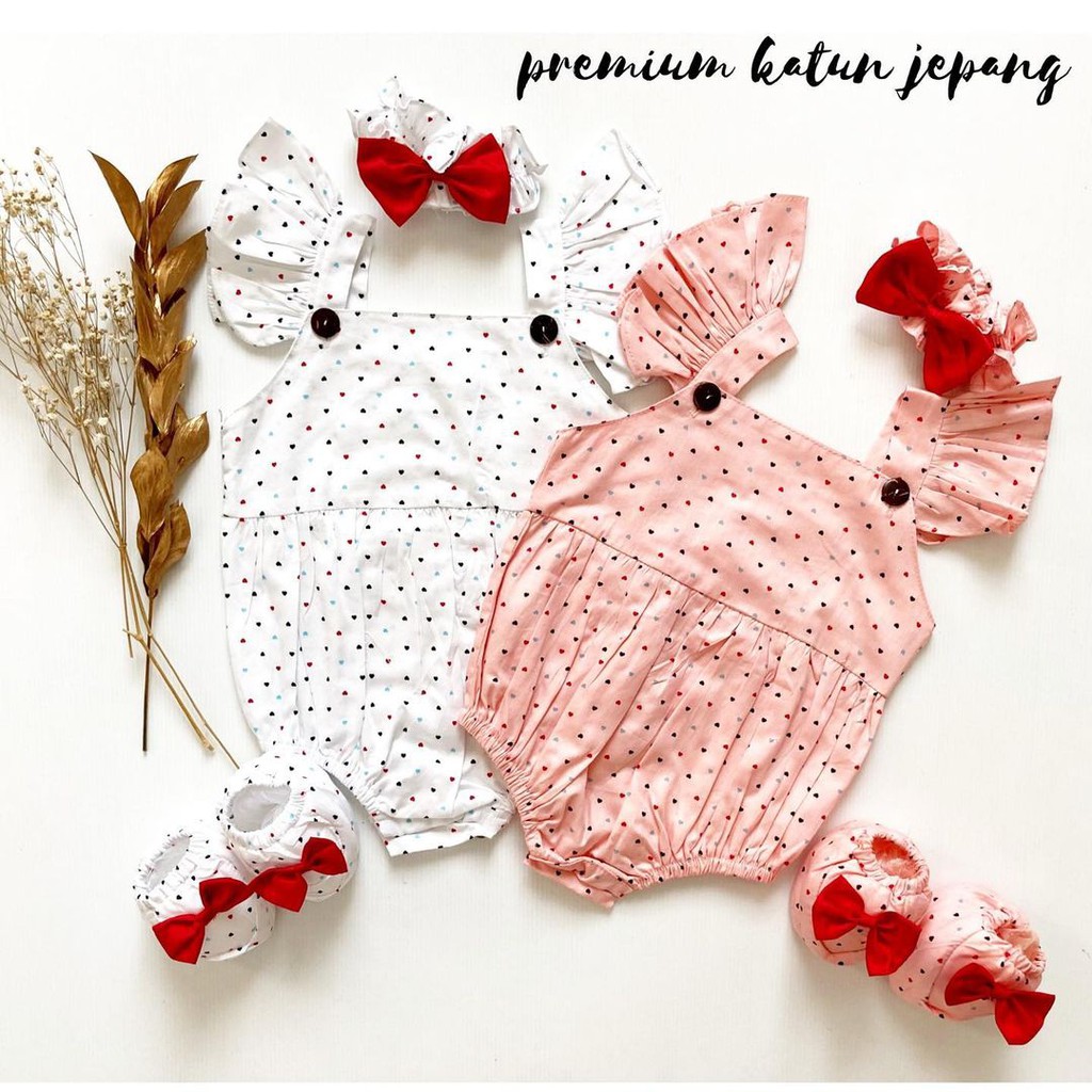 CHEERFUL / MICHA CHERRY BLOSSOM / EMMA JUMPER Baju setelan jumper rok bunga bandana sepatu pergi lucu fashion anak bayi perempuan-LOVE CHEERFUL PUTIH
