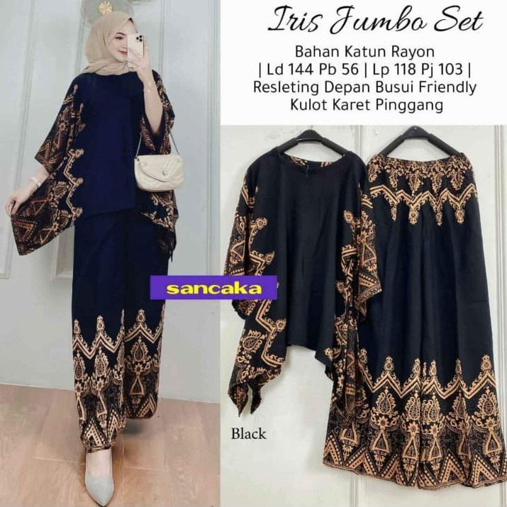 NANALIS_OLSHOP - Setelan Waka Elift One Set Rayon Jumbo Ld 130 cm Big Size Resleting Depan Busui Friendly Termurah Terviral