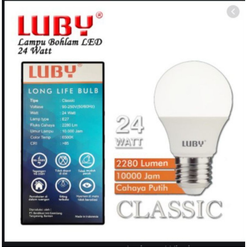 Luby classic 24w Lampu Bohlam LED 24 Watt bulb PUTIH garansi 1 tahun