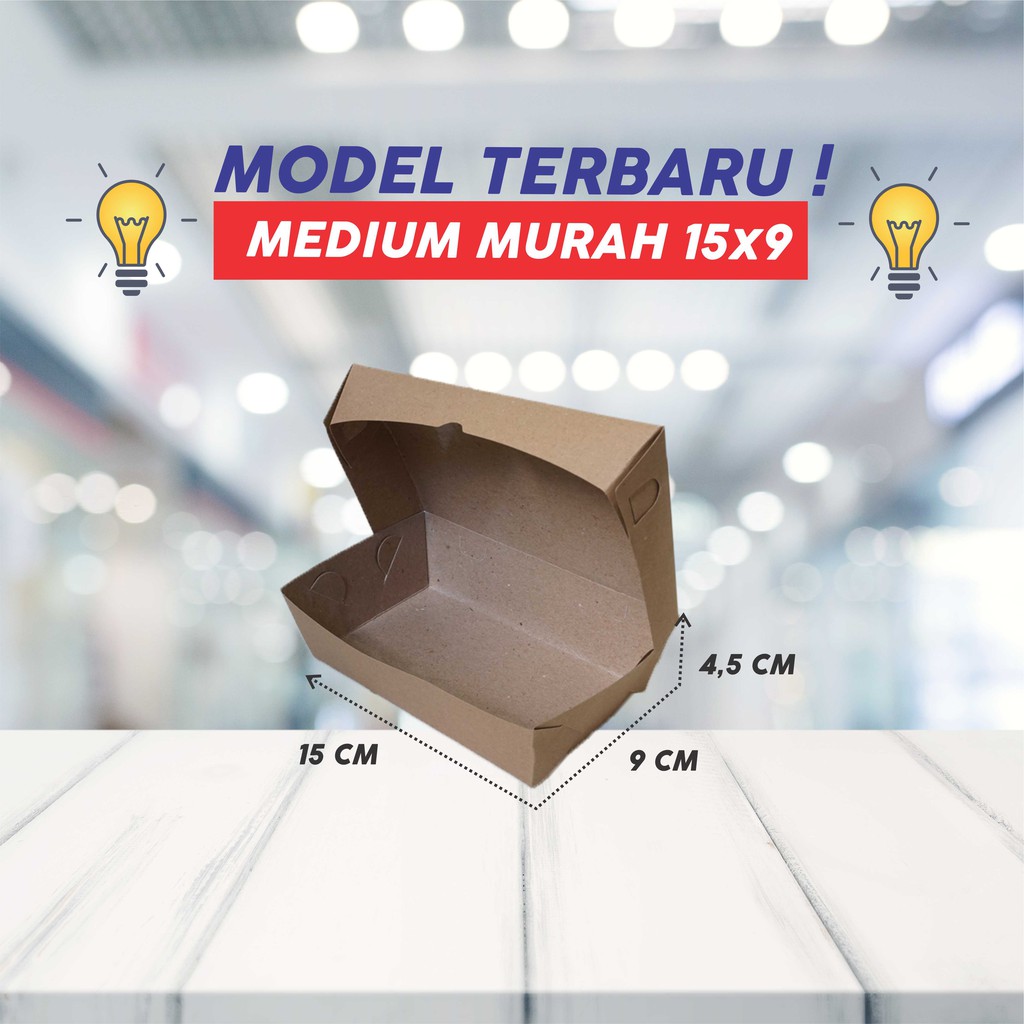 Image of LUNCH BOX PAPER (Min pesan 50) COKLAT ukuran MEDIUM (BERAT 25 GRAM PER PCS) #1
