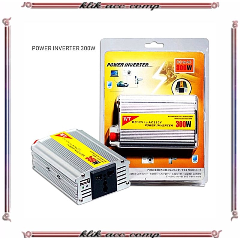 Power Inverter / 300 Watt Dengan USB 5V / Perubah Arus DC to AC / Penstabil Listrik DC to AC