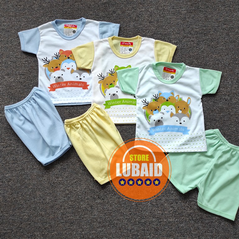 [SPY-DN03] LUBAID STORE, [TERMURAH, ORI] Setelan Baju Bayi 3-18 Bulan D’NOORFA, DNOORFA Kaos Pendek-4
