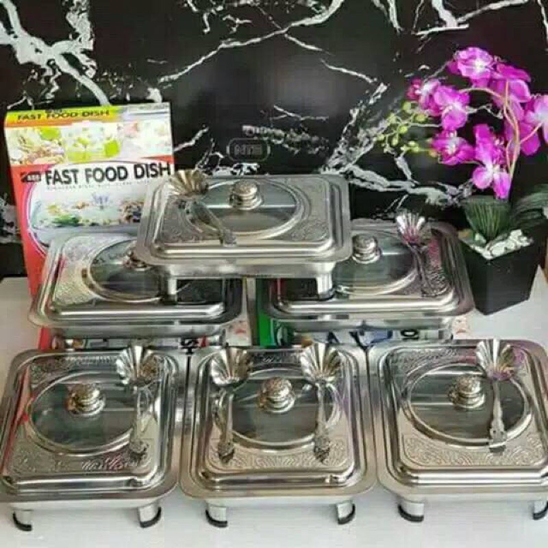 Full set prasmanan/fast food dish stainless free sendok kerang