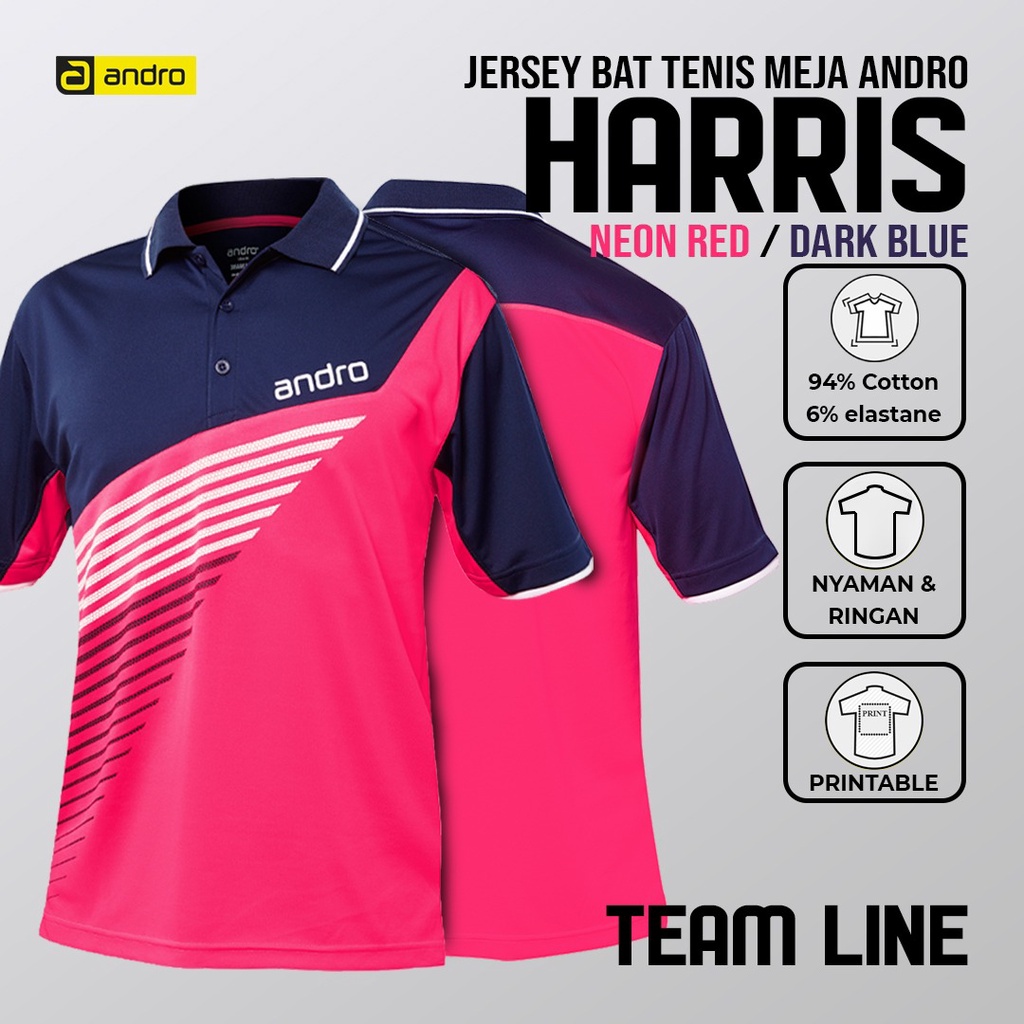 Kaos Shirt Tenis Meja Pingpong Andro Harris Original Jersey