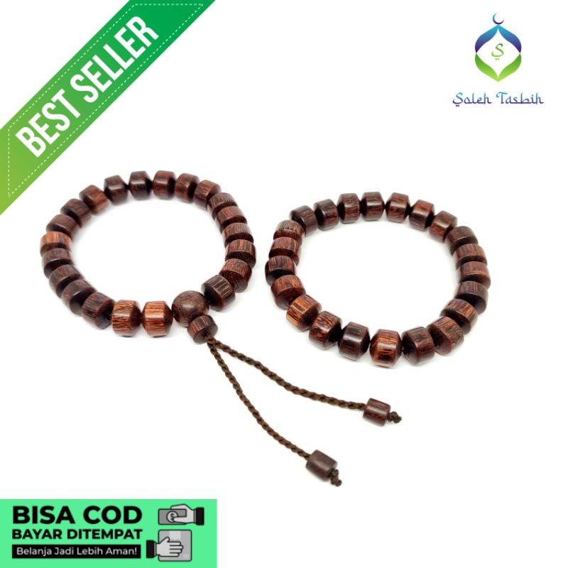 Gelang Kayu Galih Asem Motif Tabung, Size 10mm_COD