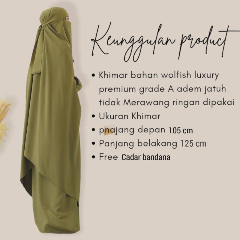 Rania Syari|gamis akhwat |gamis set khimar cadar|cadar bandana|gamis wolfish|ori royale to