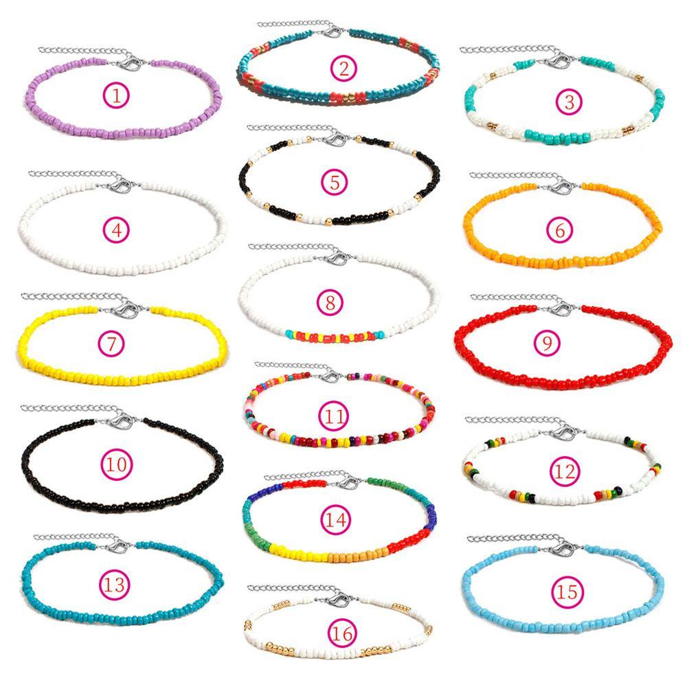 R-flower Bohemian Kalung Wanita Perempuan Bohemian Handmade Biji Manik-Manik Kaca Manik Choker