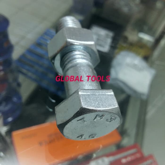 Baut mur galvanized m18 x 65 baut mur putih BMP 18x65 baut zinc plated baut grade 4.6