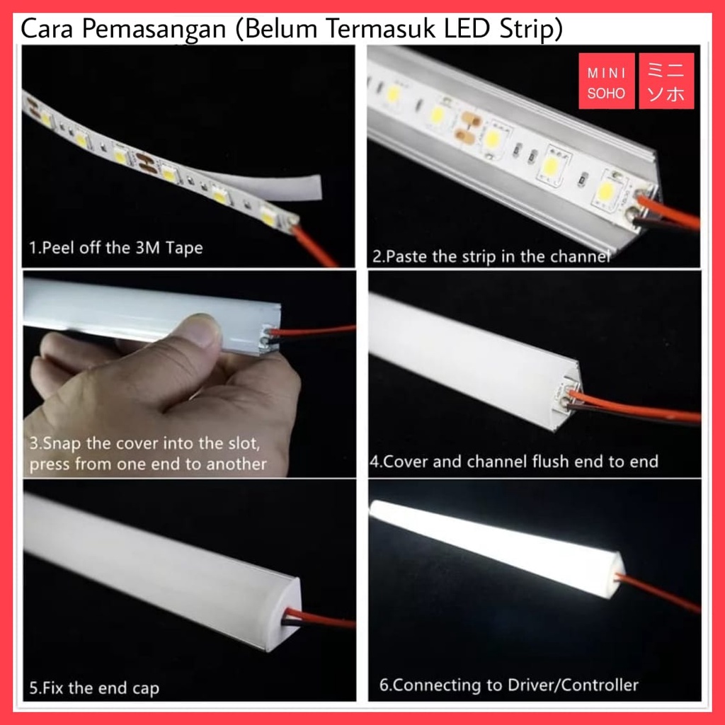 Kap Housing Aluminium LED Strip Rigid Bar Lampu 100 CM / 1 M