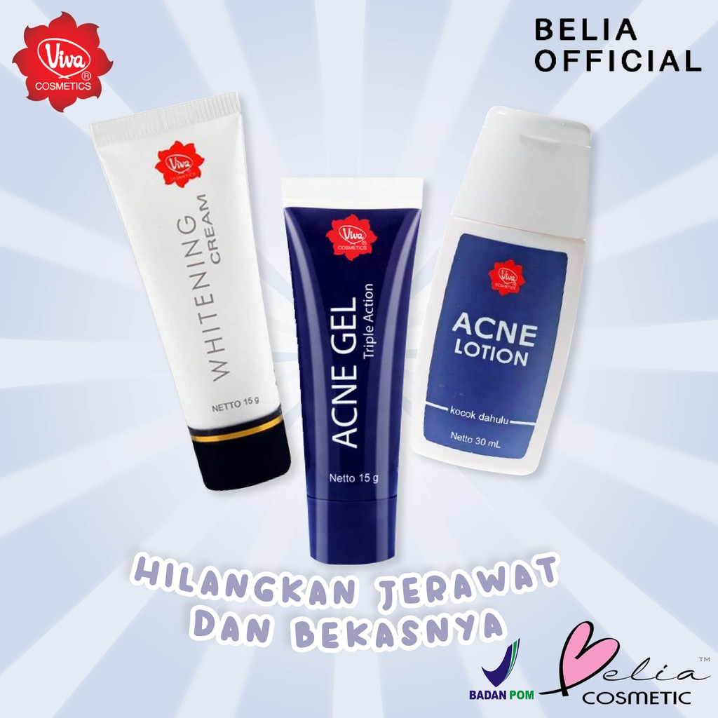 ❤ BELIA ❤ Viva Acne Gel 15g / Lotion 30ml Triple Action | Whitening Cream Bekas Jerawat