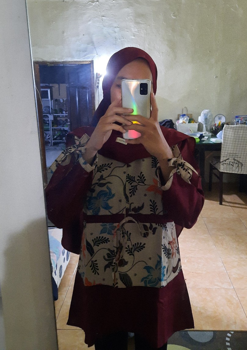 Tey-17 Batik Wanita Asj Sa Hrb026 Kenongo Kemeja Tosca Pendek
