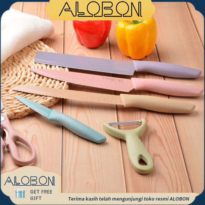 

PROMO Alobon Set Pisau Stainless/Pisau Modern/1 Set Isi 6 Lengkap. MURAH