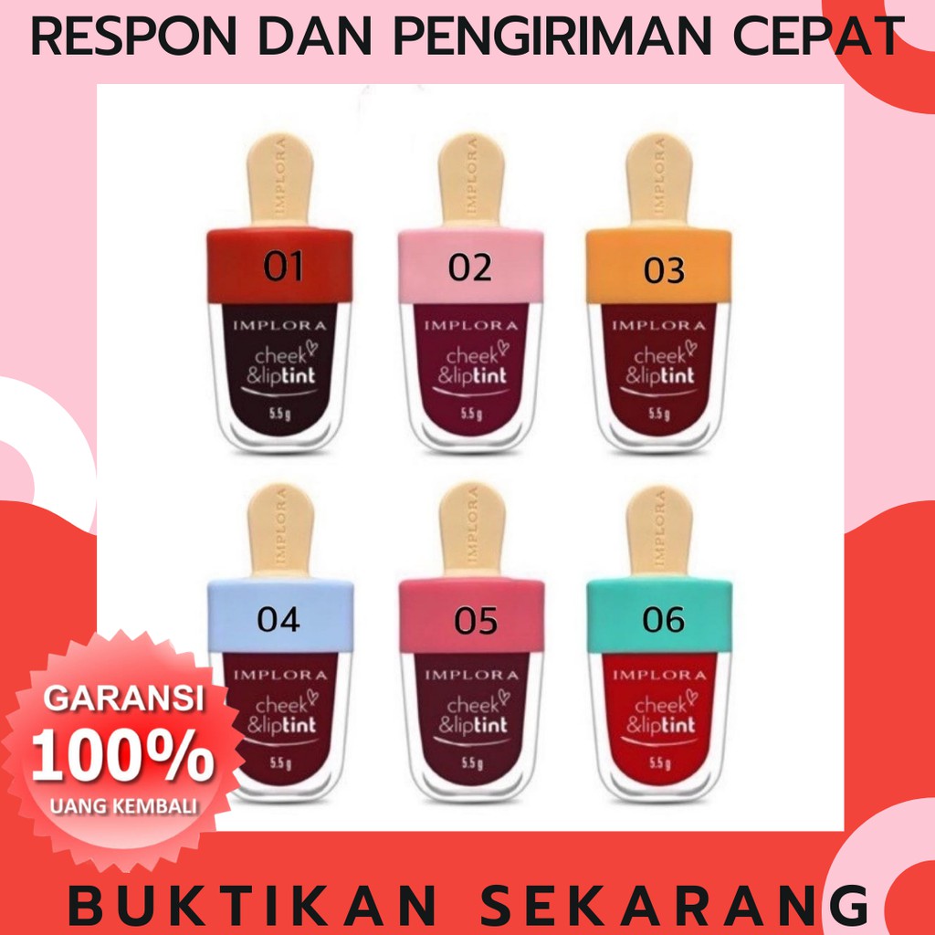 IMPLORA CHEEK & LIPTINT LIP TINT LIPSTIK GINCU PEWARNA BIBIR IMPLORA ORIGINAL 100%