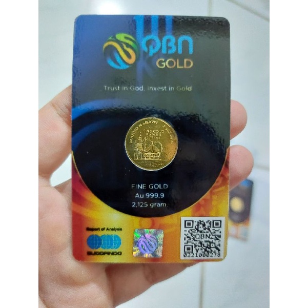 1 KOIN SETENGAH DINAR QBN 99.9% 24 KARAT 99.9 EMAS MURNI 2.125 GRAM 24k 99 9 LOGAM MULIA 999 pesaing