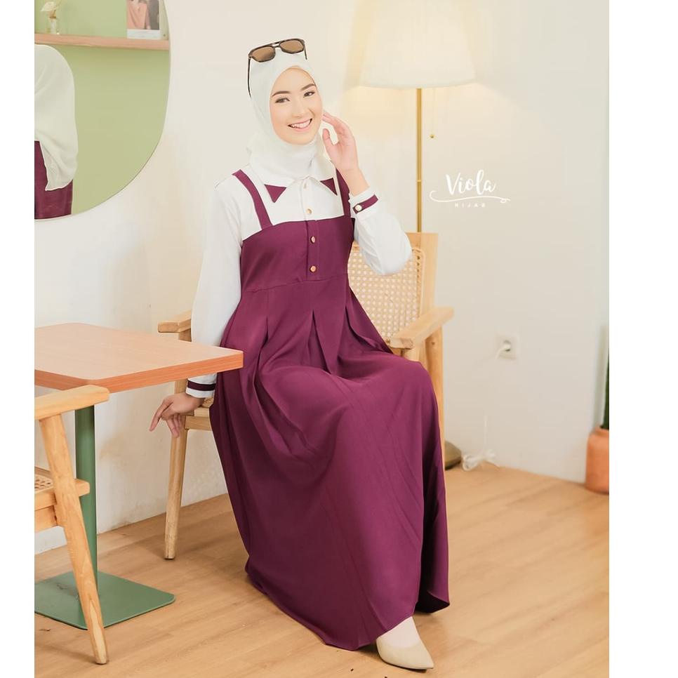 GAMIS REMAJA WANITAMODERN SIMPLE ELLEGANT OVERALL ALISYA ITY CREPE ORI VIOLA HIJAB "LIW.14My22ᴾ"