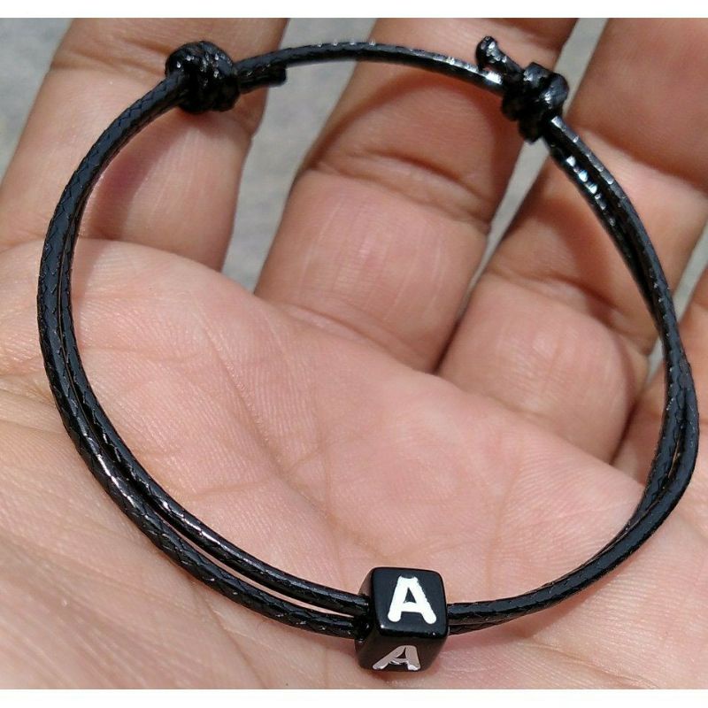 GRATIS (A-Z) CUSTOM GELANG COUPLE INISIAL TAlI KOREA (beli 10 free gelang polos 1) gelang persahabat