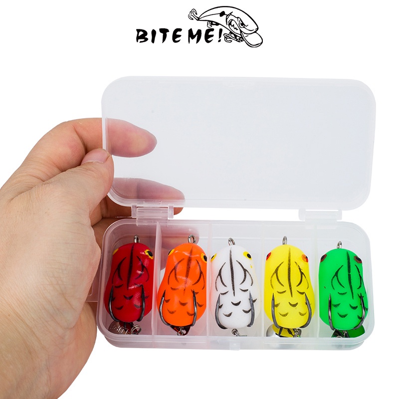 Boxed 5 Pcs Ready Stock 4.5cm/7g Soft Frog Lure Double Hooks Soft Plastic Frog Frog Artificial Lure Topwater Ray