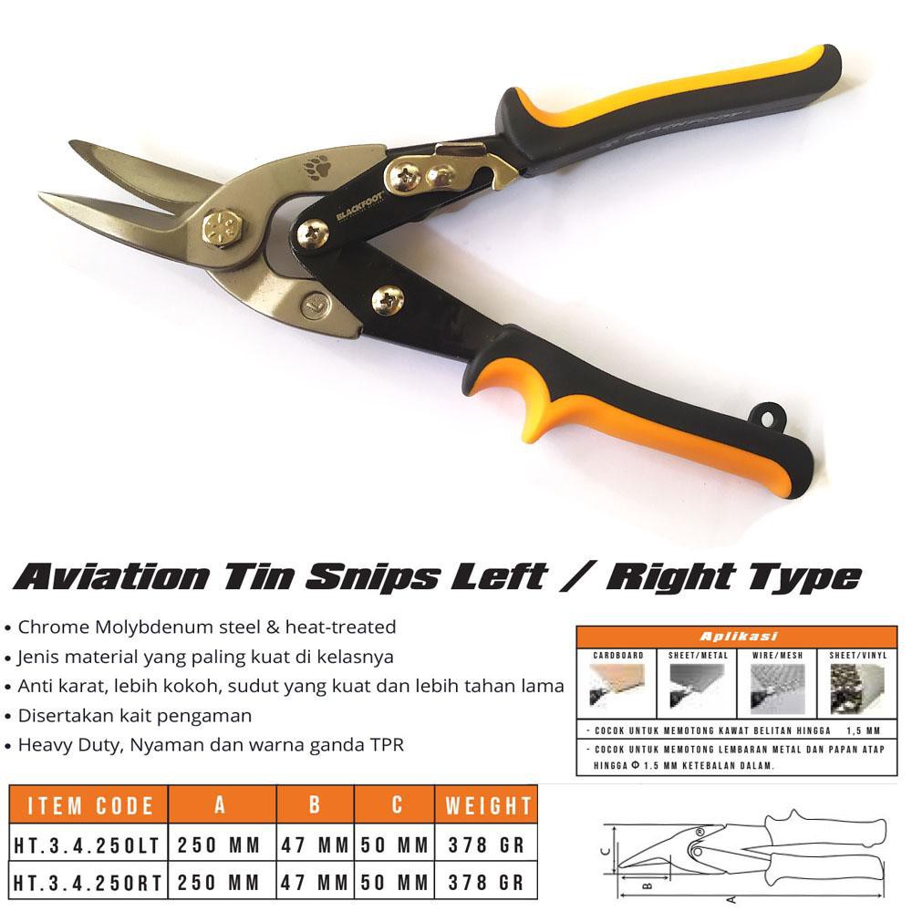 Blackfoot Right Aviation Snips 10 Inch Gunting Baja Bengkok Kanan