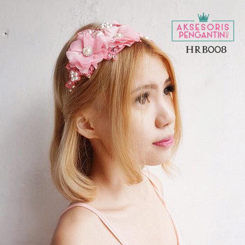 [READY STOCK] HAIRPIECE TIARA AKSESORIS PENGANTIN HEADPIECE WEDDING PINK HRB008