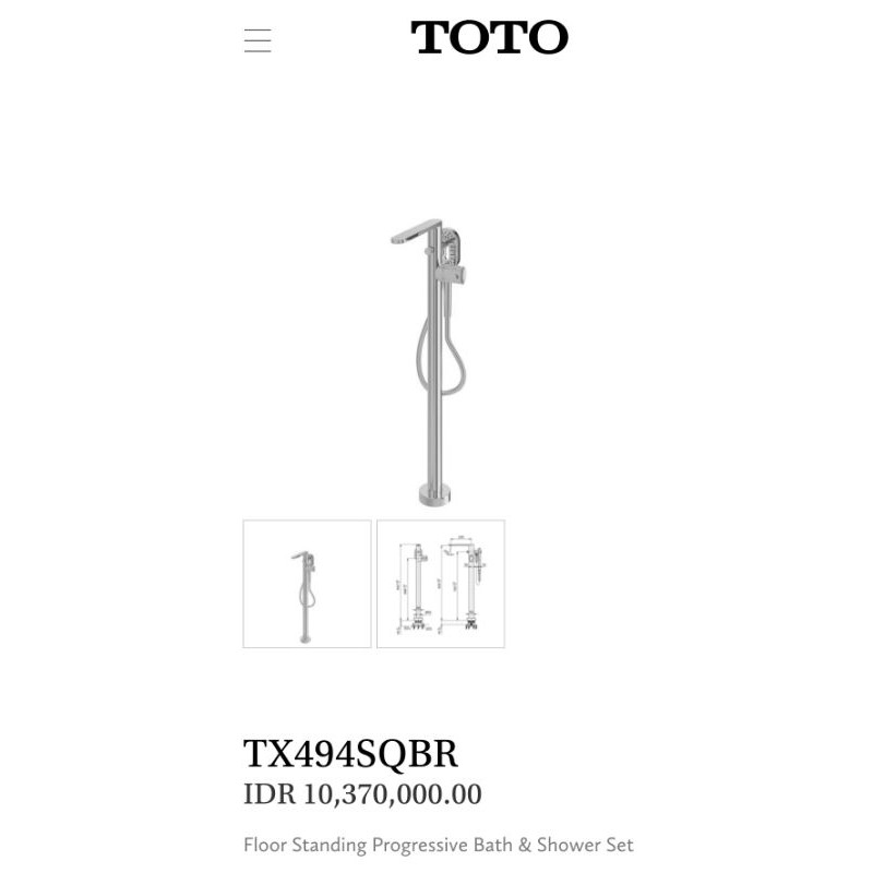 TOTO TX 494 SQBR FLOOR STANDING PROGRESSIVE BATH AND SHOWER SET