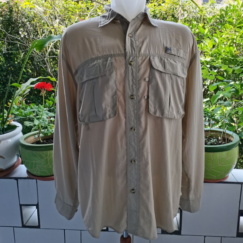 Reel Legends Mens Long Sleeve UPF Fishing Shirt, Chrysler Light Cream.