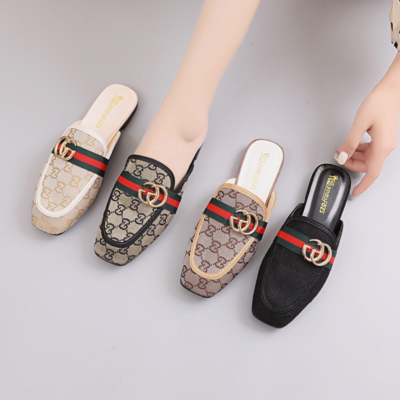 SENDAL WANITA MULE IMPOR MURAH SEPATU FLAT SLIP ON KEKINIAN 0237