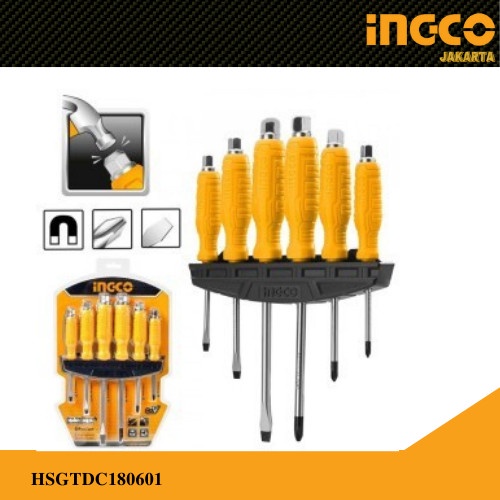 Obeng Ketok Tembus 6-Pcs Go-Through Screwdriver Set INGCO HSGTDC180601