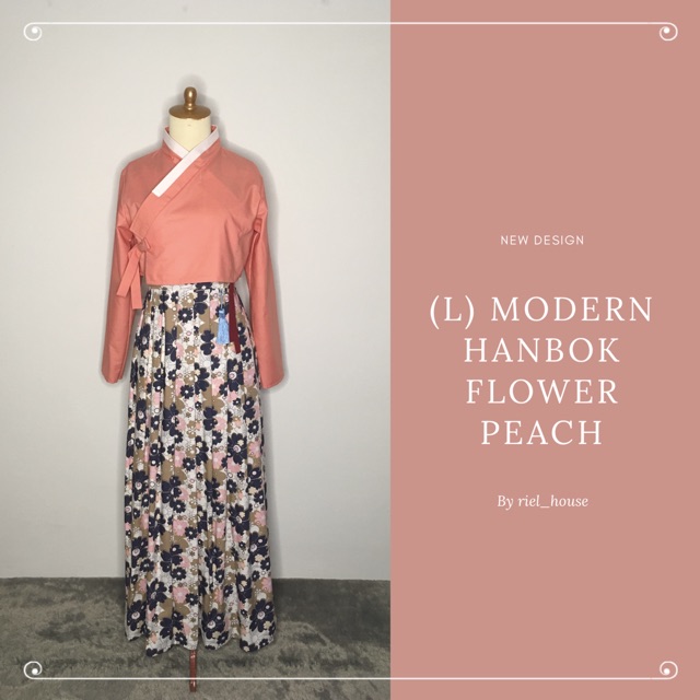 (L) Modern Hanbok Flower Peach FREE NORIGAE