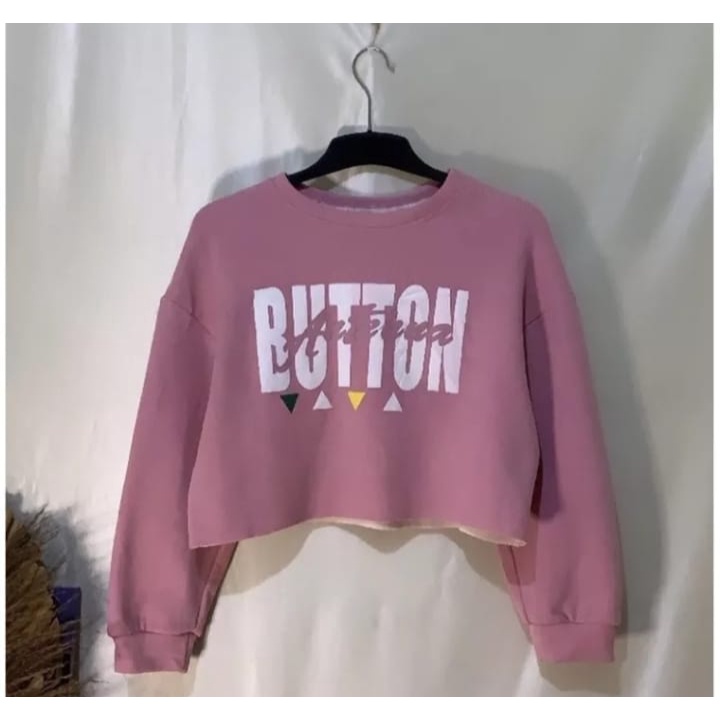 BUTTON CROOPE OVERSIZE SWEATER CROOPE WANITA