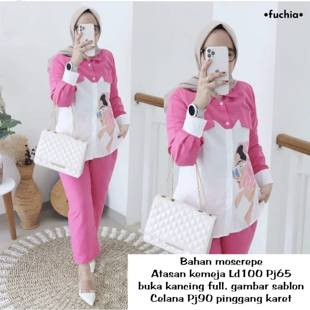 PCS SET GADIZ FASHION SETELAN WANITA MS BAHAN MOSCREPE 3 UKURAN L XL XXL