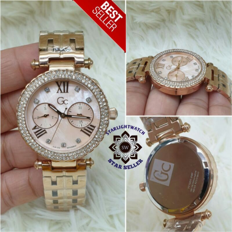 JAM TANGAN WANITA GC BATRE CRONO RING PERMATA TALI RANTE KUALITAS ORIGINAL
