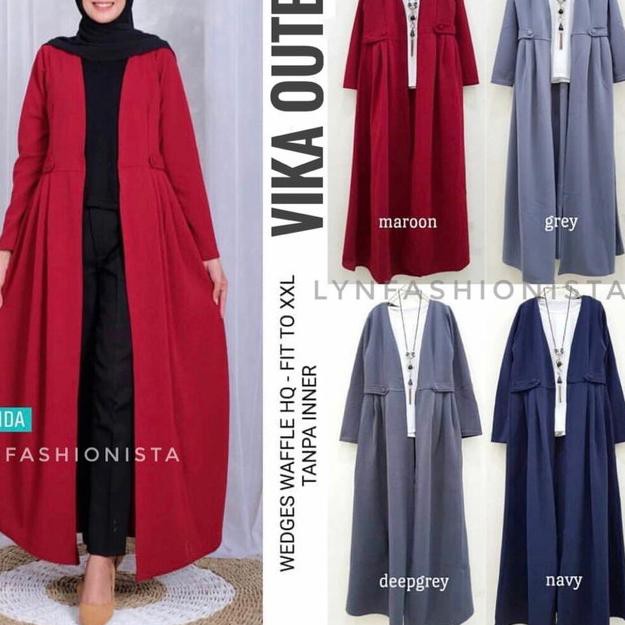 ✻ LONG CARDIGAN WANITA LENGAN PANJANG/ VIKA OUTER/BLEZER GAMIS TEBAL - Moka ✸