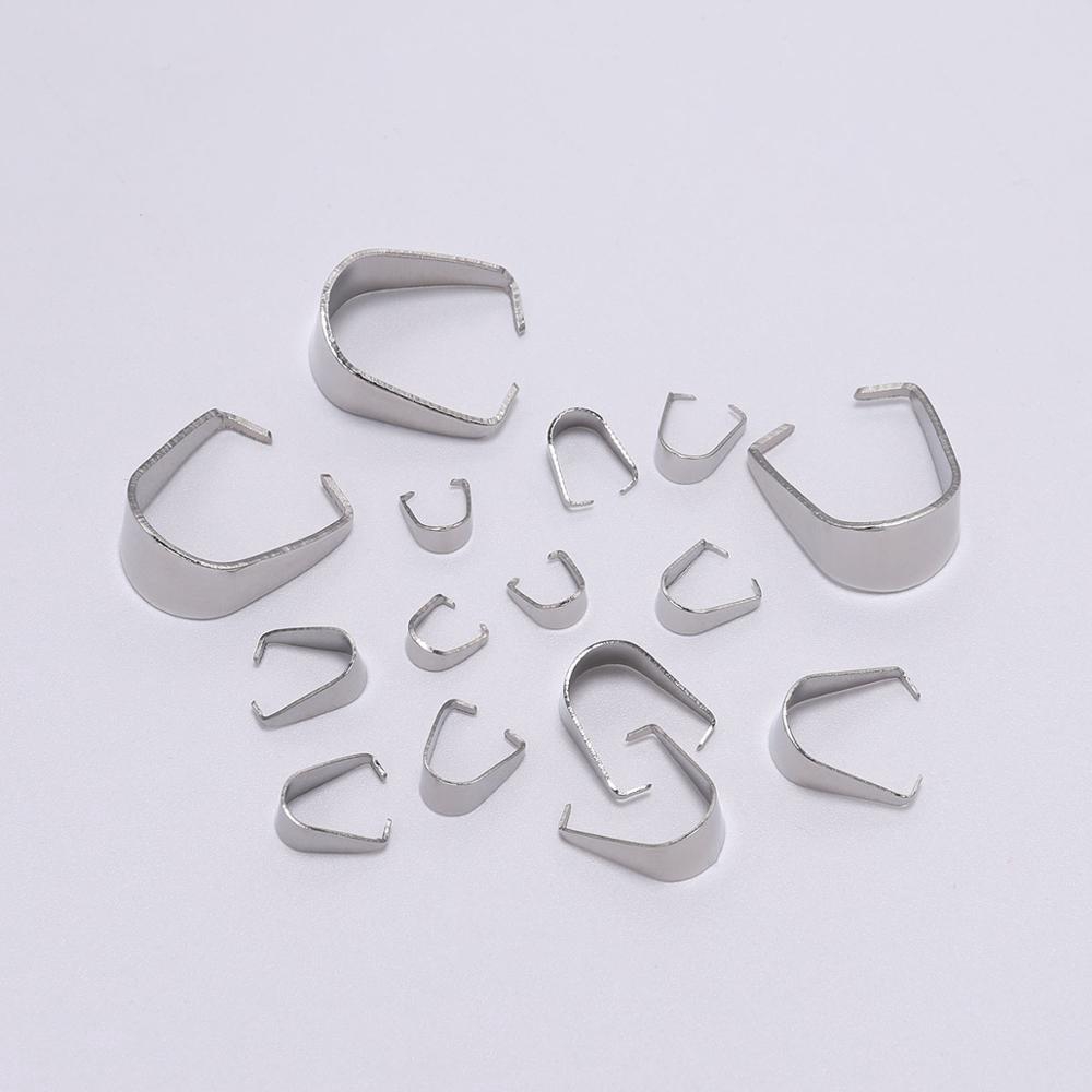 50/100pcs Stainless Steel Pendant Pinch Bail Clasps Necklace Hooks Clips Connector For Jewelry Making Findings Accessories DIY