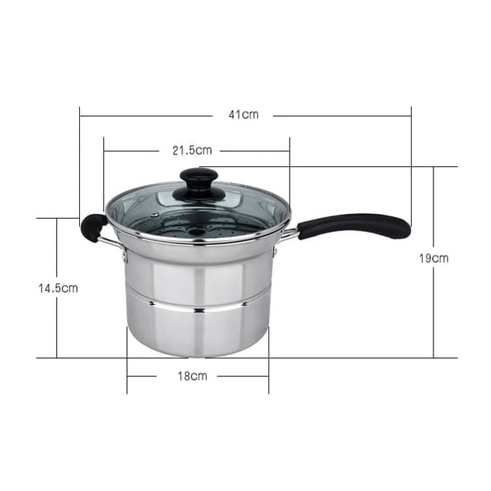 Panci Deep Fryer Stainless Multifungsi - 22 cm 3 in1 Bisa untuk Menggoreng, Merebus, dan Mengukus