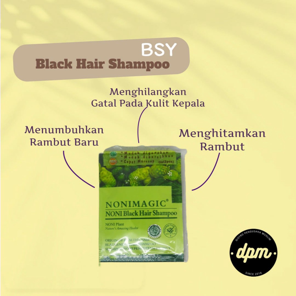 BSY Noni Shampoo Penghitam Rambut Alami Original 20ml BPOM Menghilangkan Ketombe