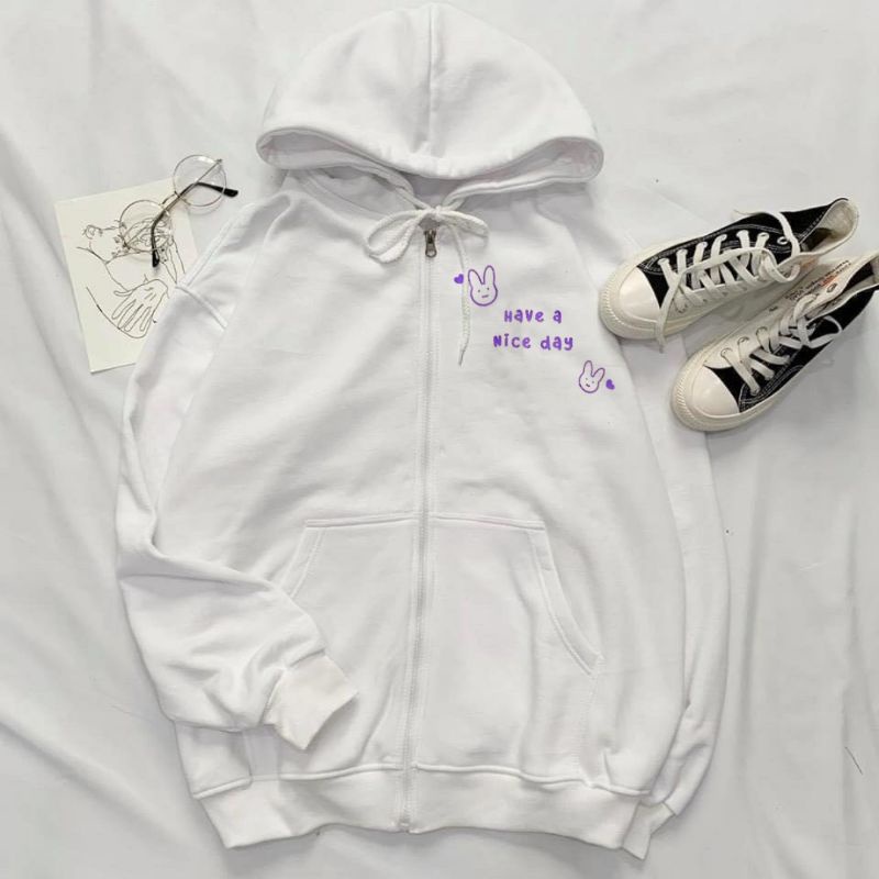 Hoodie/ Zip Hoodie HAVE A NICE DAY (size S - 6XL) Jaket Jumper Resleting Korean Harajuku Style Simple Words QUOTES Tumblr Ulzzang Bigsize Jumbo Oversize Unisex