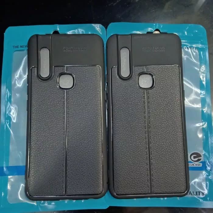 Vivo V15 - Auto Focus Leather Case Kulit Jeruk