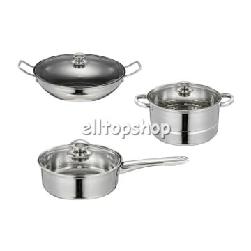 PERALATAN MASAK SET 7 PCS WAJAN PANCI KUKUS TUTUP KRISCHEF