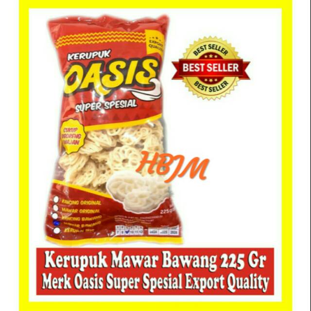 

KERUPUK MAWAR BAWANG 225 GR MERK OASIS SUPER SPESIAL EXPORT QUALITY