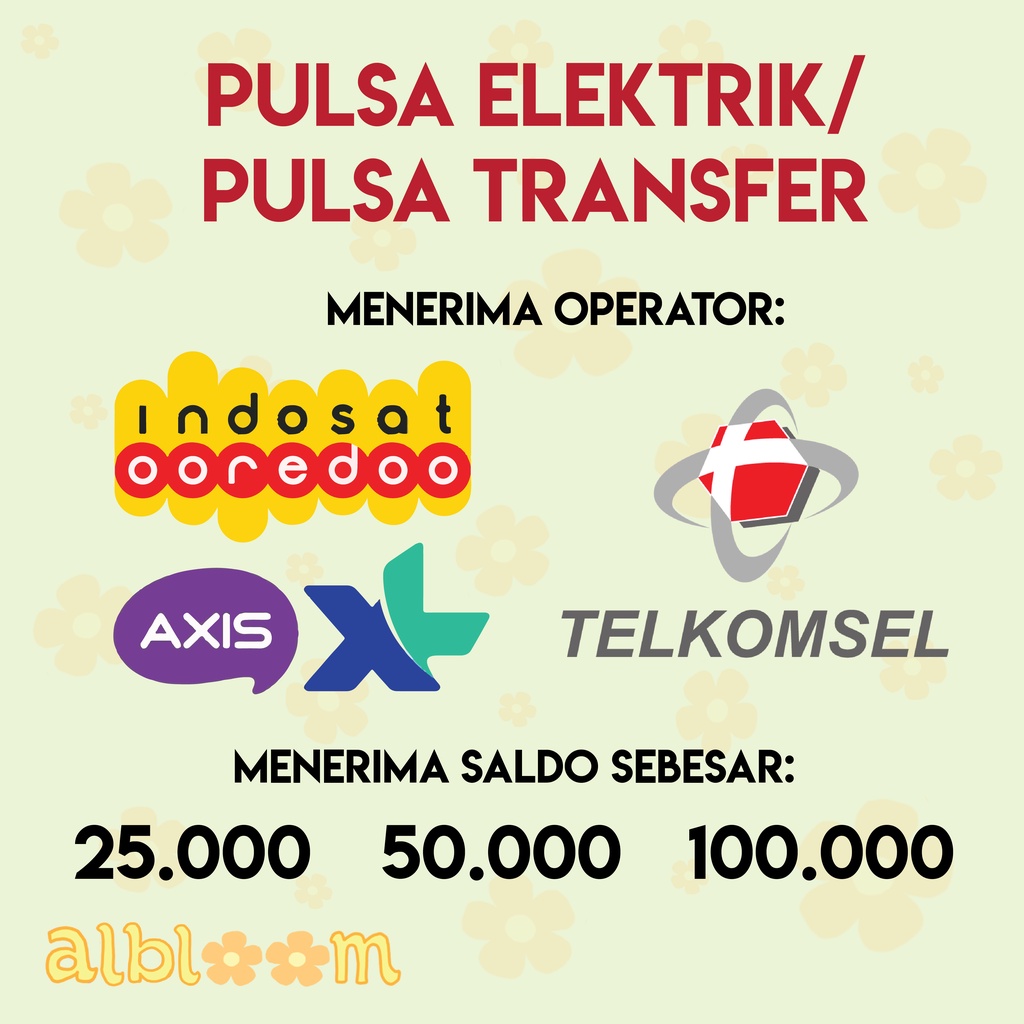 ISI PULSA ELEKTRIK/PULSA TRANSFER TELKOMSEL INDOSAT XL AXIS 25.000-100.000
